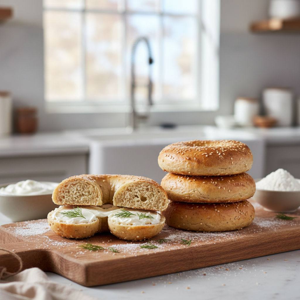 Ilustração editorial: 2 Ingredient Protein Bagels: 25g Protein in 12 Minutes