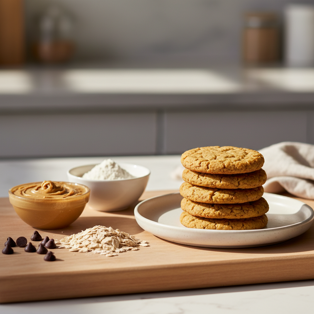 Ilustração editorial: 4 Ingredient Protein Cookies: Ready in 12 Minutes