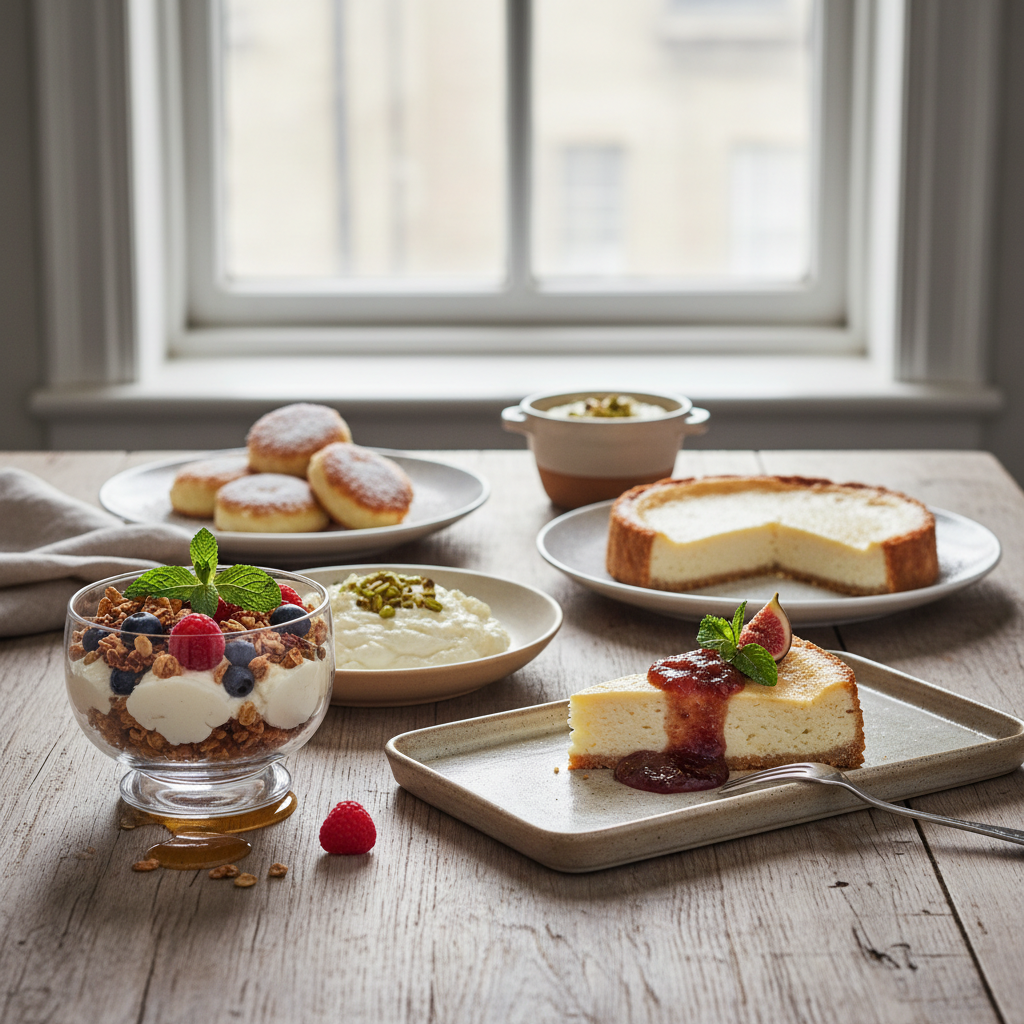 Ilustração editorial: 5 High-Protein Cottage Cheese Dessert Recipes That Actually Taste Good