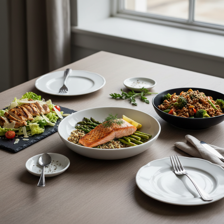 Ilustração editorial: 5 High Protein Dinner Ideas Ready in Under 30 Minutes