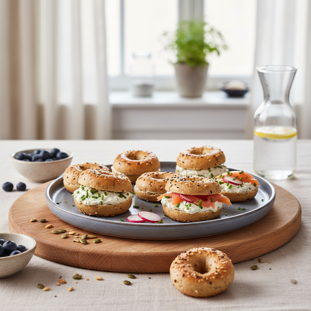 Ilustração editorial: 5-Ingredient Mini Protein Bagels Ready in 12 Minutes
