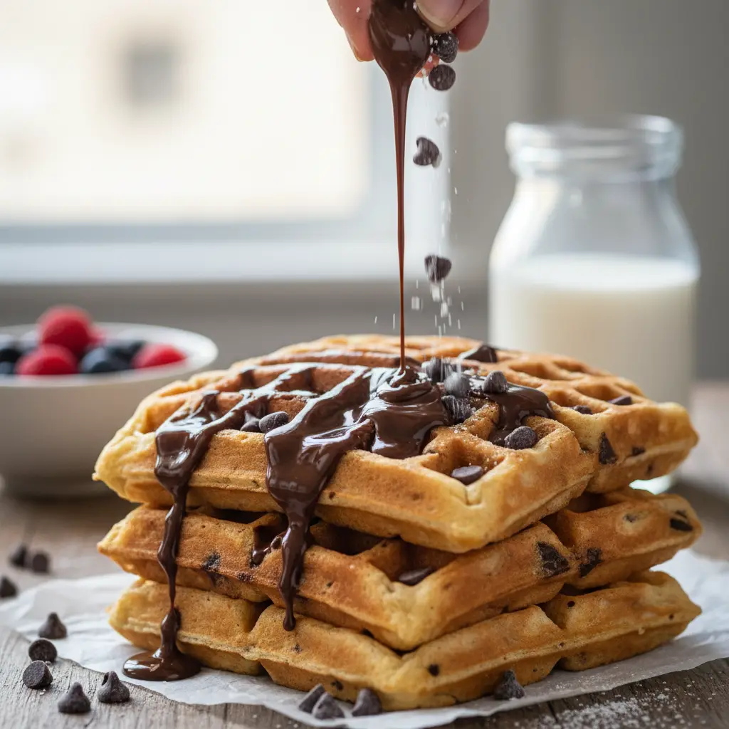 5-Step Chocolate Chip Protein Waffles: Low-Carb & Crispy — detail