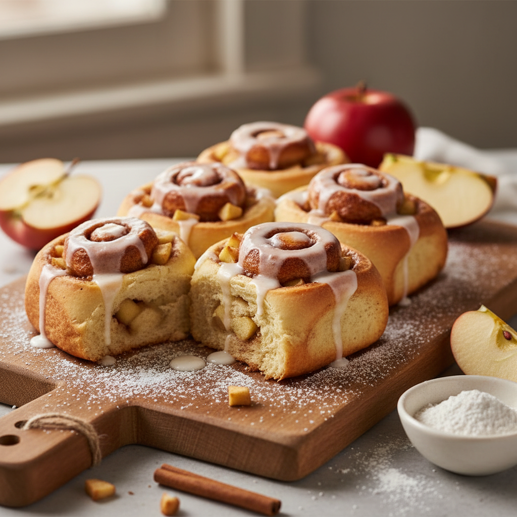 Ilustração editorial: Air Fryer Apple Protein Cinnamon Rolls: 12-Minute Low-Carb Treat