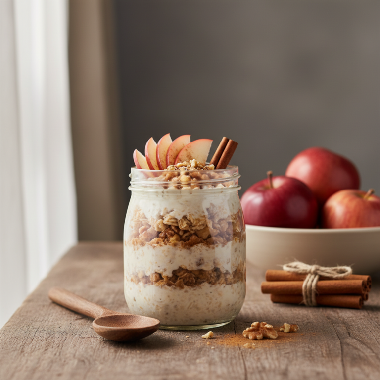 Ilustração editorial: Apple Cinnamon Overnight Oats: 5-Minute Low-Carb Breakfast