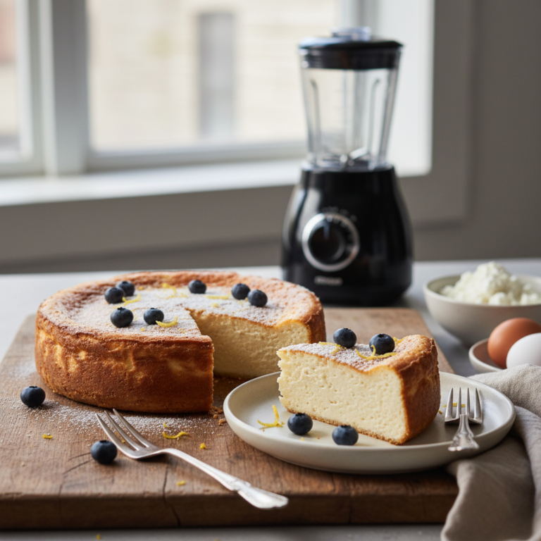Ilustração editorial: Blender Cottage Cheese Cheesecake: 12-Minute Air Fryer Delight