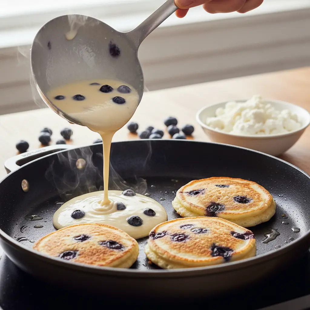 Blueberry Cottage Cheese Pancakes: 3-Step Low-Carb Breakfast — detail