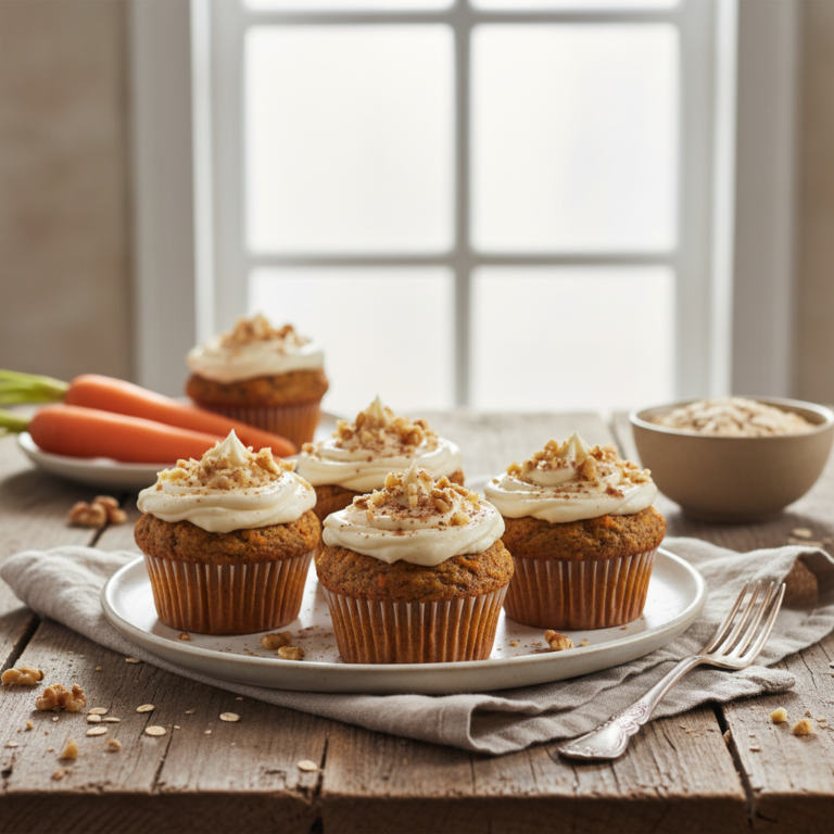 Ilustração editorial: Carrot Cake Protein Muffins: Ready in 12 Minutes