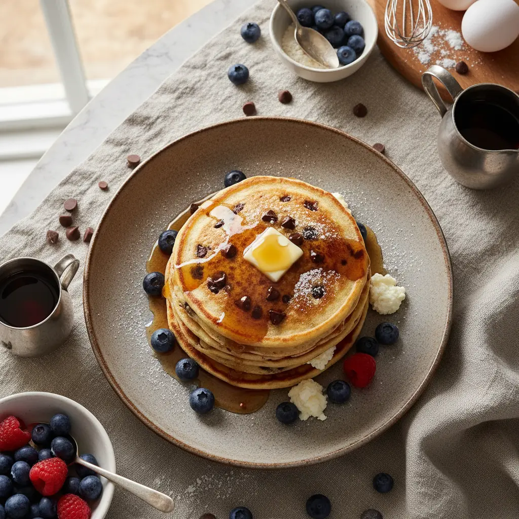 Chocolate Chip Cottage Cheese Pancakes: 20g Protein Breakfast — result