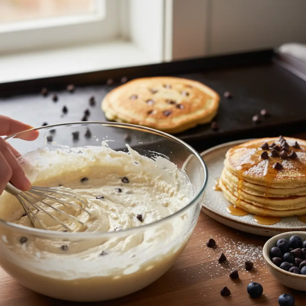 Chocolate Chip Cottage Cheese Pancakes: 20g Protein Breakfast — detail