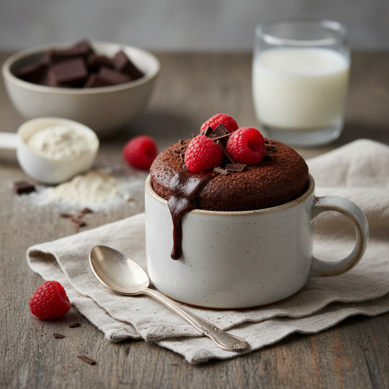 Ilustração editorial: Chocolate Protein Mug Cake: Ready in 8 Minutes Flat