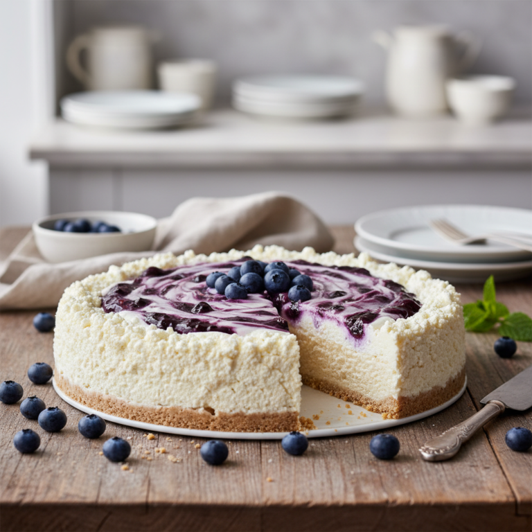Ilustração editorial: Cottage Cheese Cheesecake Blueberry: 5-Ingredient Low-Carb Treat