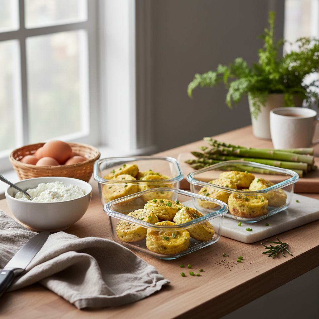 Ilustração editorial: Cottage Cheese Egg Bites Meal Prep: 15g Protein in 12 Minutes
