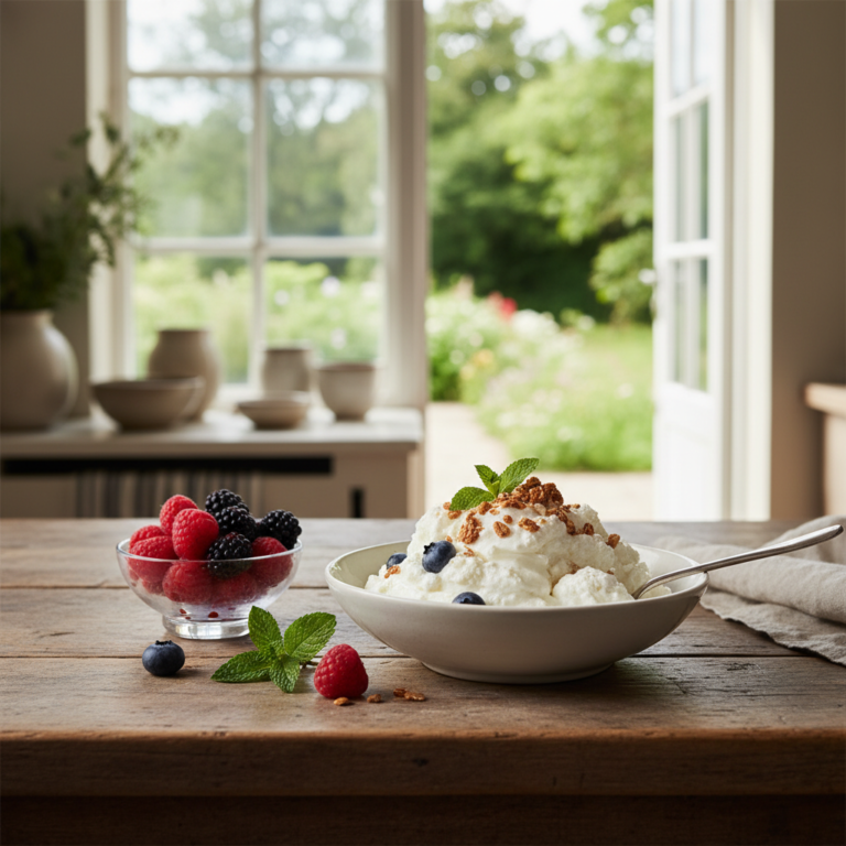 Ilustração editorial: Cottage Cheese Frozen Yogurt: 3 Steps to Creamy Low-Carb Bliss