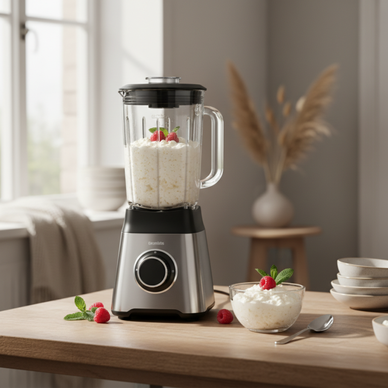 Ilustração editorial: Cottage Cheese Mousse Blender Recipe: 5 Minutes to High-Protein Bliss