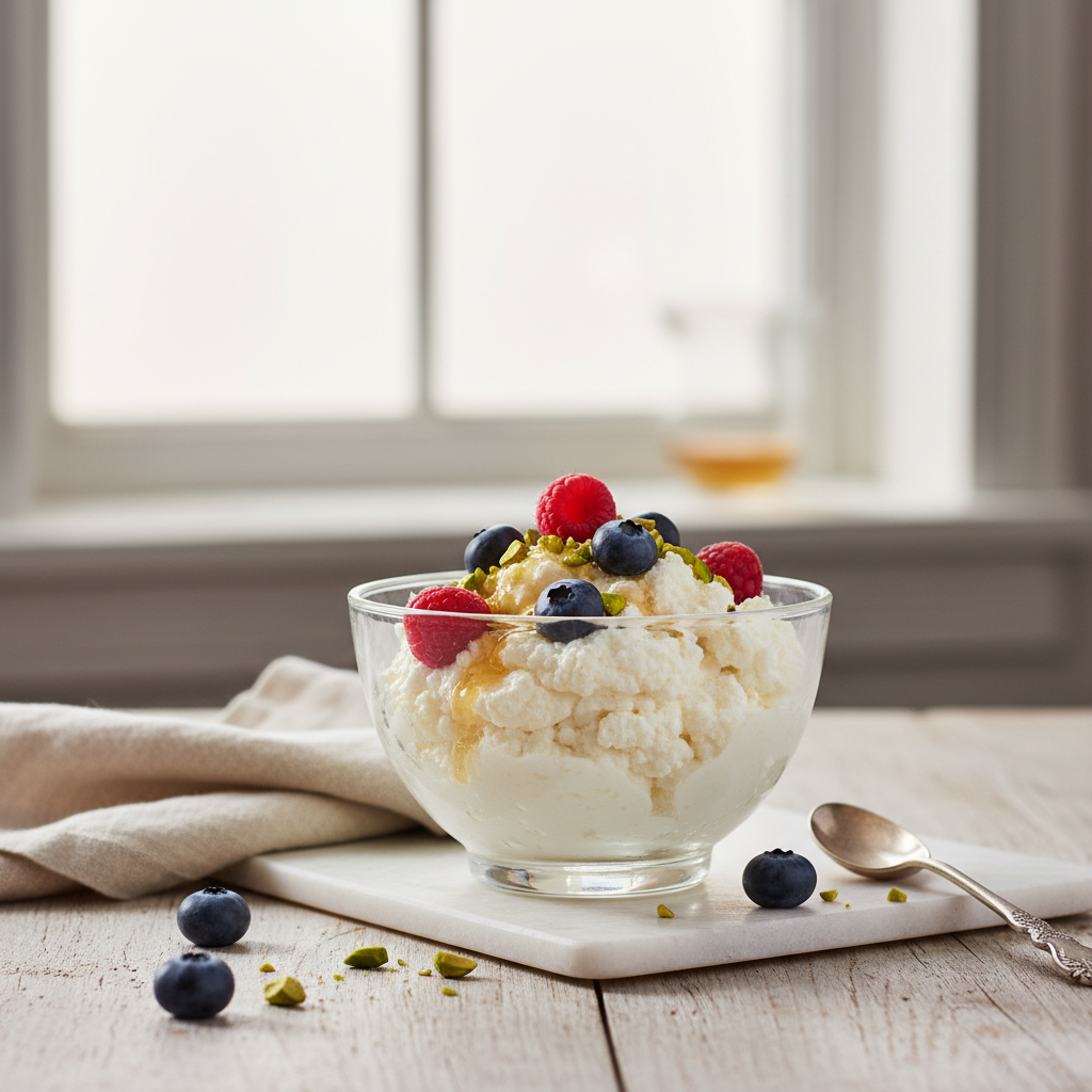 Ilustração editorial: Cottage Cheese Mousse Healthy: 3 High-Protein Dessert Hacks
