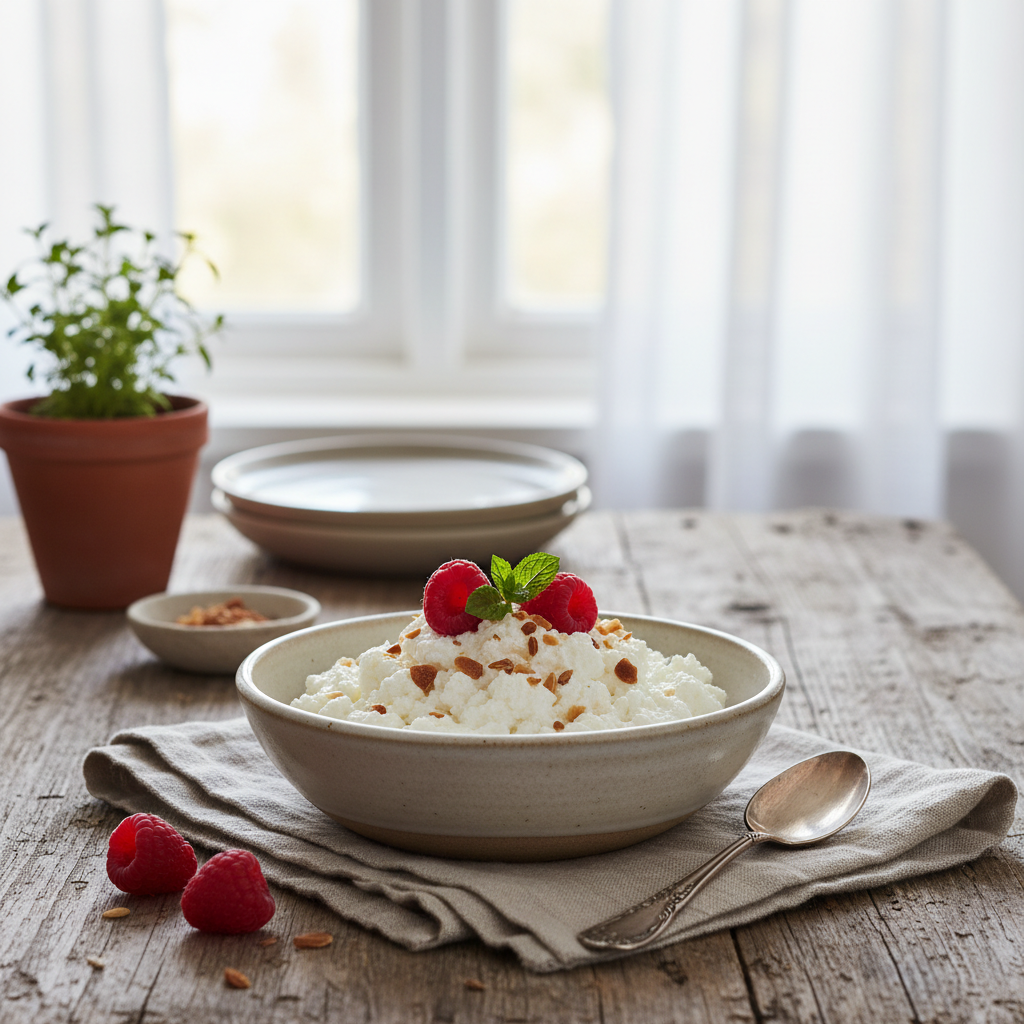 Ilustração editorial: Cottage Cheese Mousse: The 10-Minute High-Protein Dessert