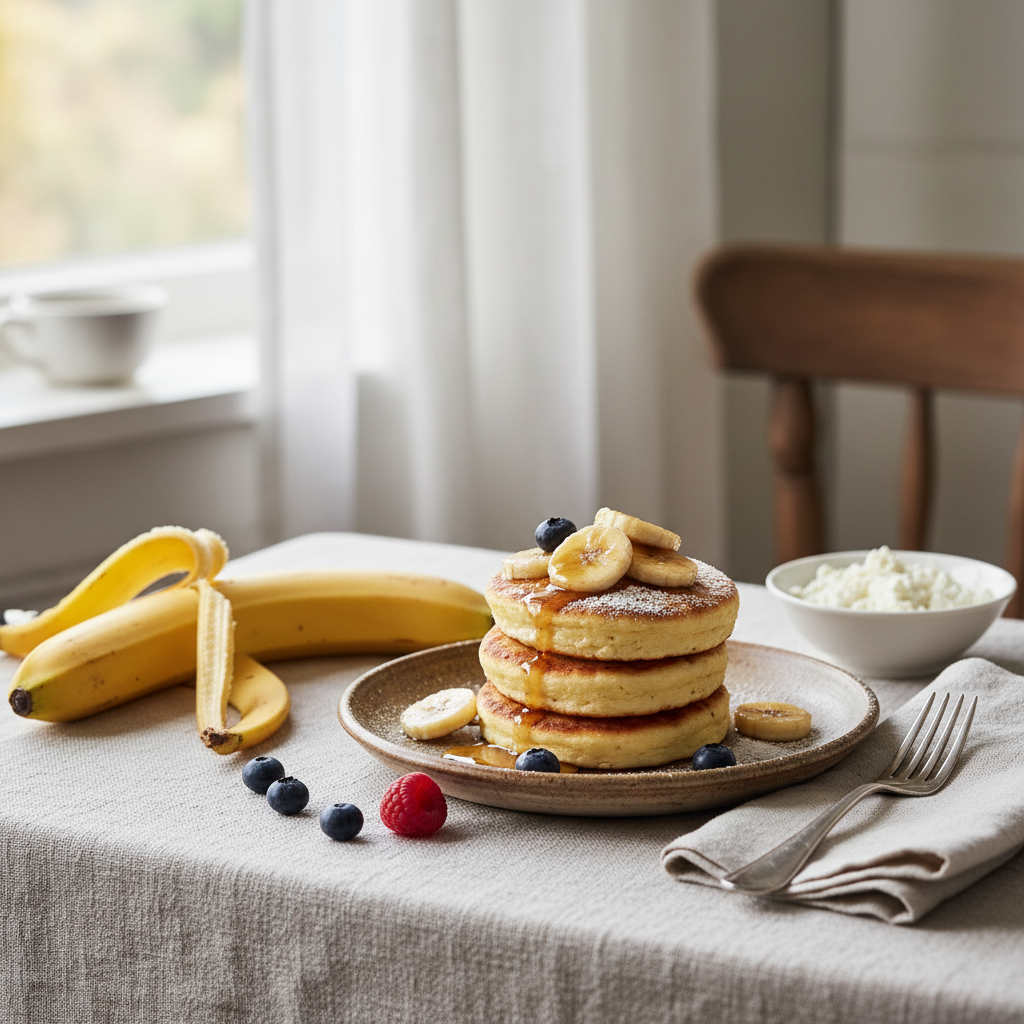 Ilustração editorial: Cottage Cheese Pancakes Banana: 12-Minute Air Fryer Hack