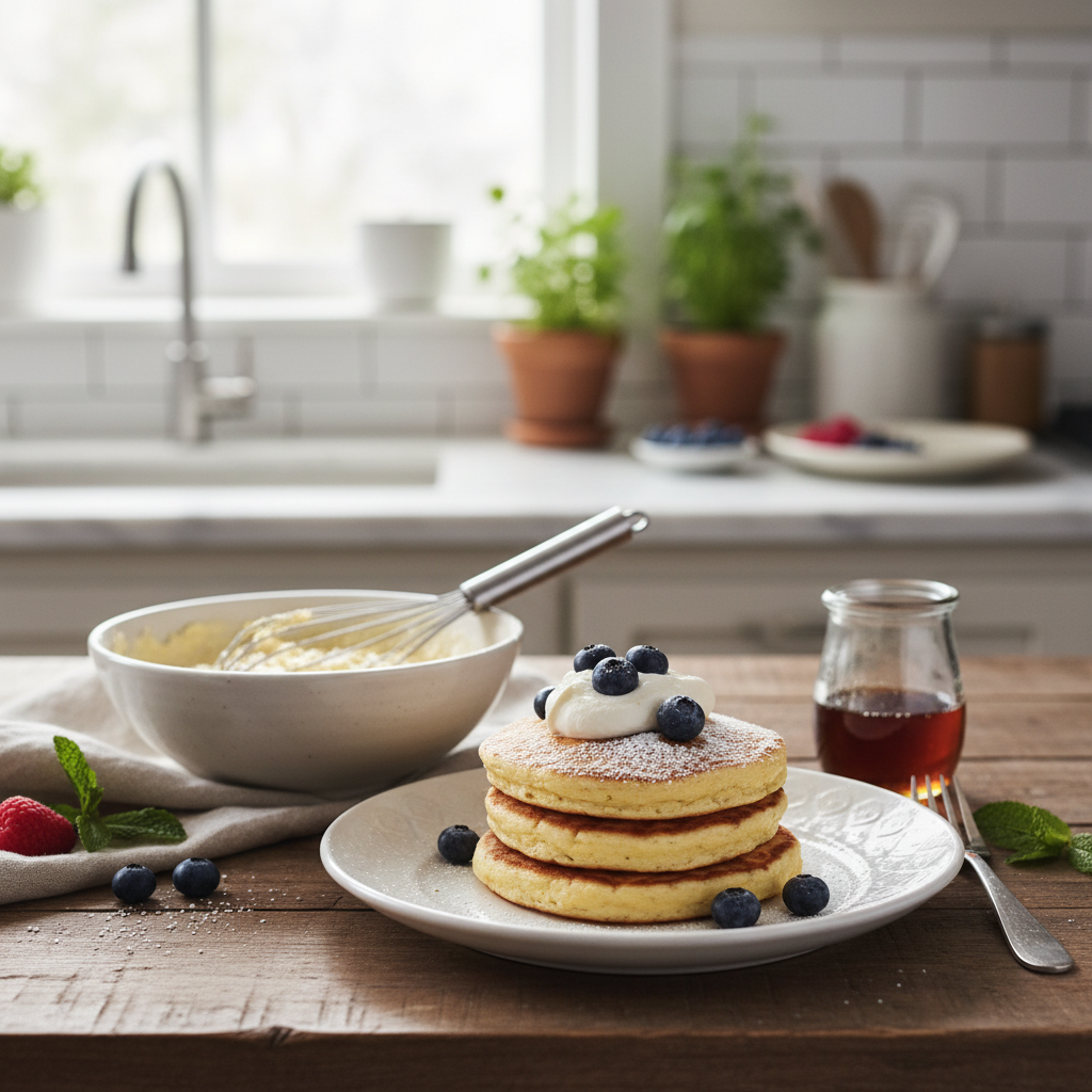 Ilustração editorial: Cottage Cheese Pancakes Recipe: Fluffy Low-Carb Success in 12 Min