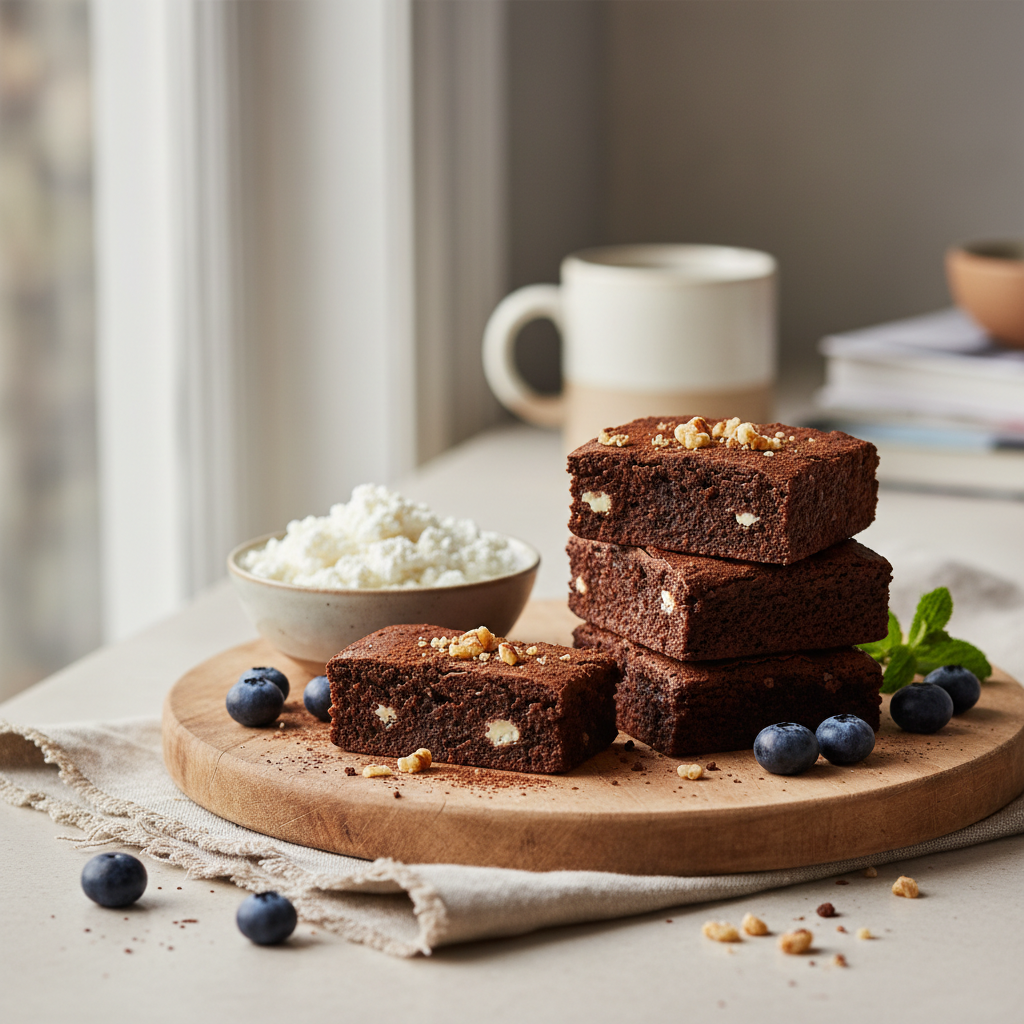 Ilustração editorial: Cottage Cheese Protein Brownies: 12-Minute Air Fryer Magic