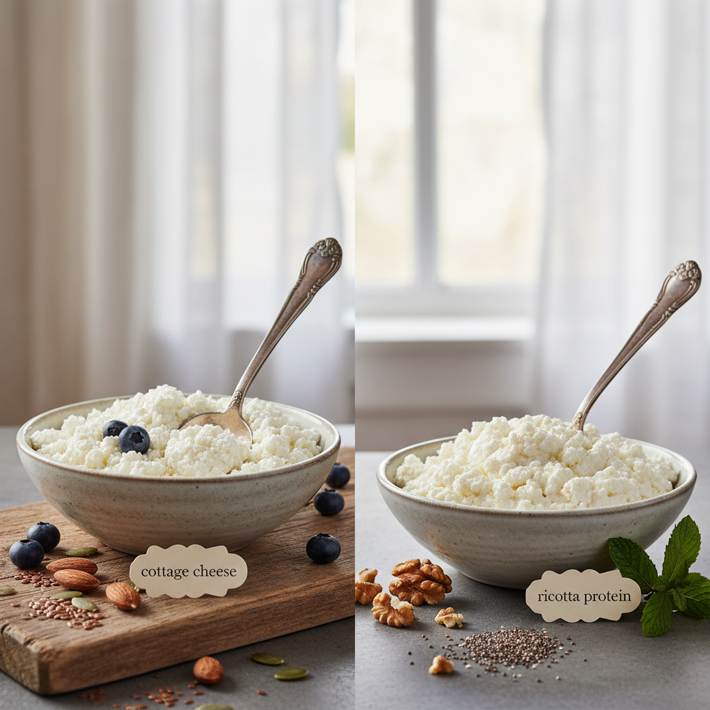 Ilustração editorial: Cottage Cheese vs Ricotta Protein: 2 Ways to Boost Your Macros