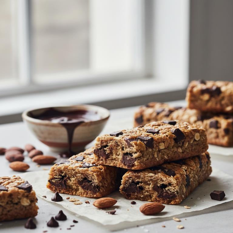 Ilustração editorial: DIY Protein Bars: Chocolate Chip Magic in 12 Minutes