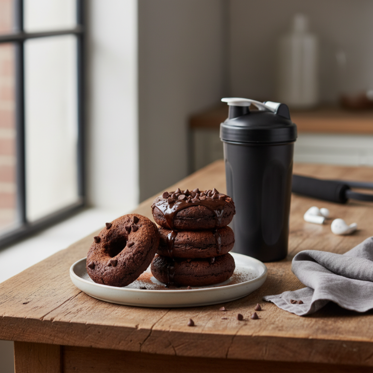 Ilustração editorial: Double Chocolate Protein Donuts: 12-Minute Air Fryer Fix