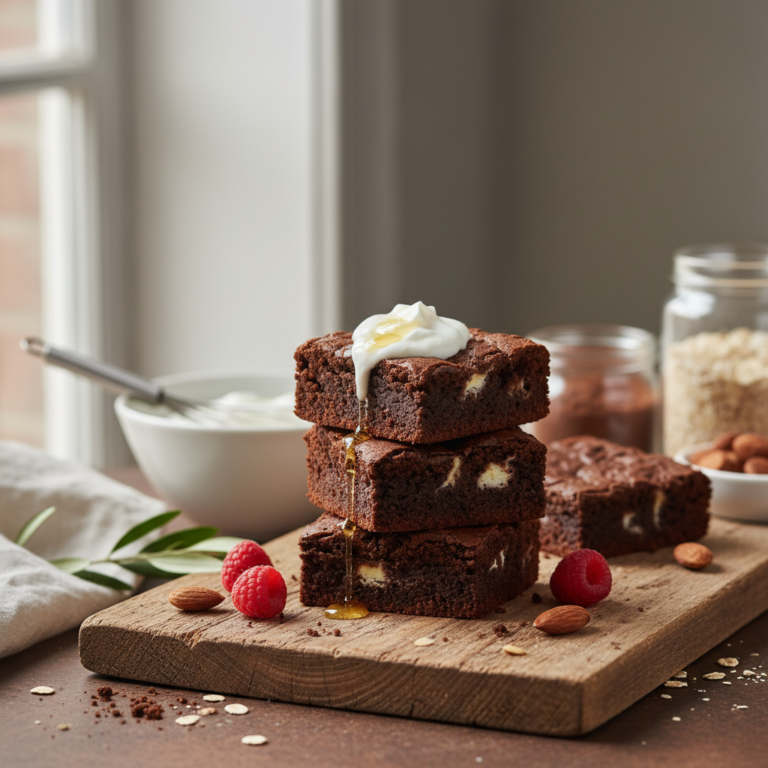 Ilustração editorial: Greek Yogurt Protein Brownies: 12-Minute Air Fryer Magic