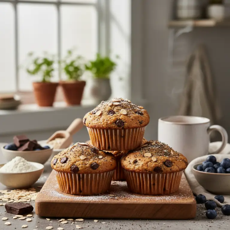 Ilustração editorial: Healthy Protein Muffins: 12-Minute Chocolate Chip Air Fryer Hack
