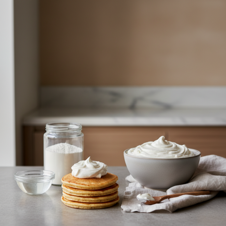 Ilustração editorial: Low Sugar Protein Frosting: The 2-Ingredient Whipped Method