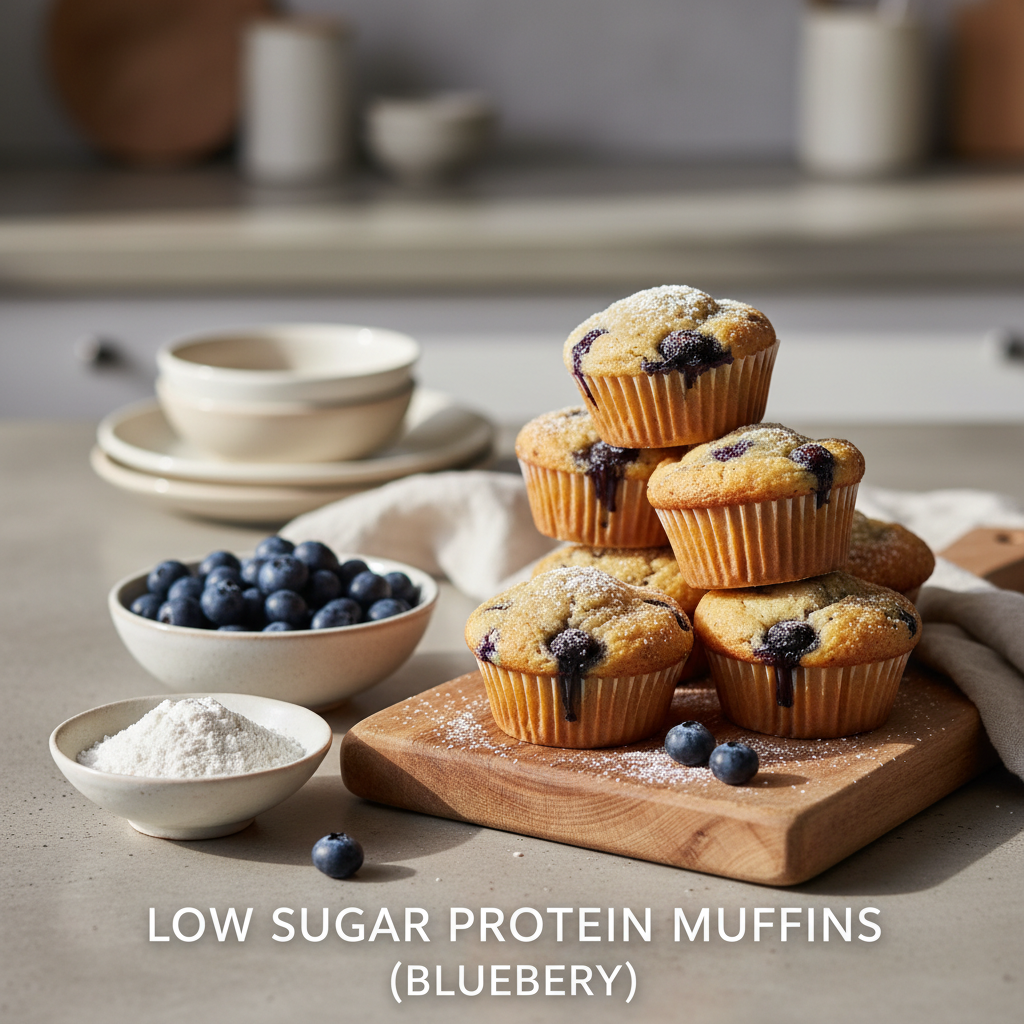 Ilustração editorial: Low Sugar Protein Muffins: Ready in 12 Minutes