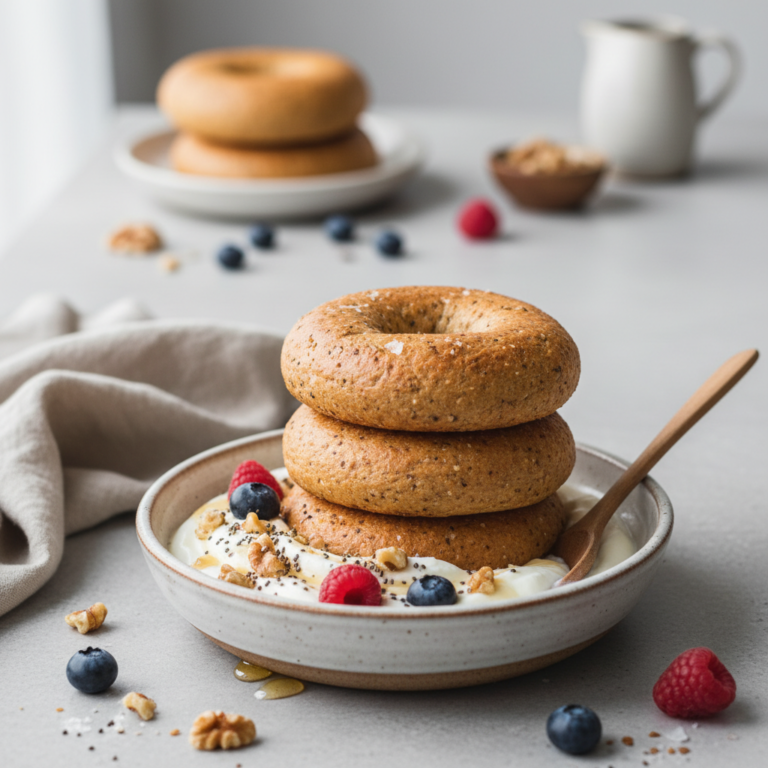 Ilustração editorial: Protein Bagels No Yogurt: A High-Protein 12-Minute Method