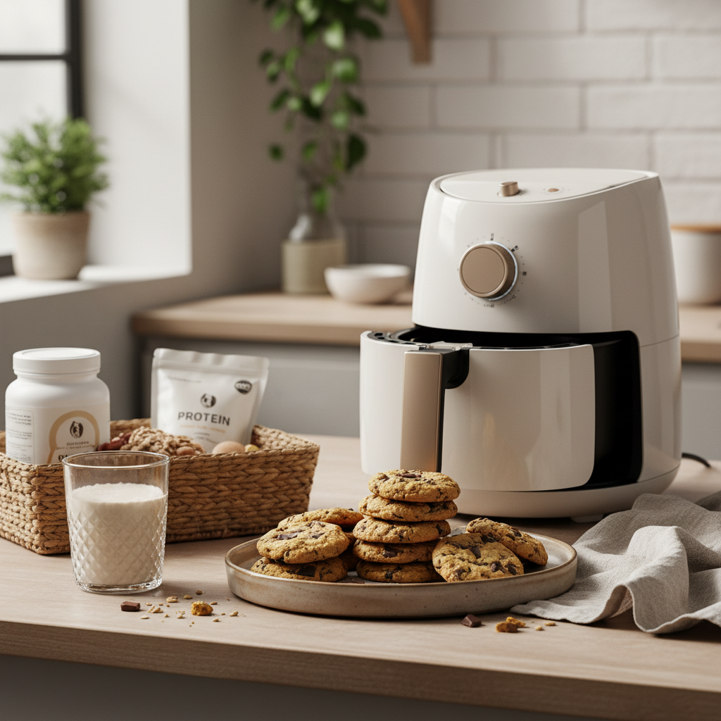 Ilustração editorial: Protein Cookies Air Fryer: 3 Secrets for Chewy Results
