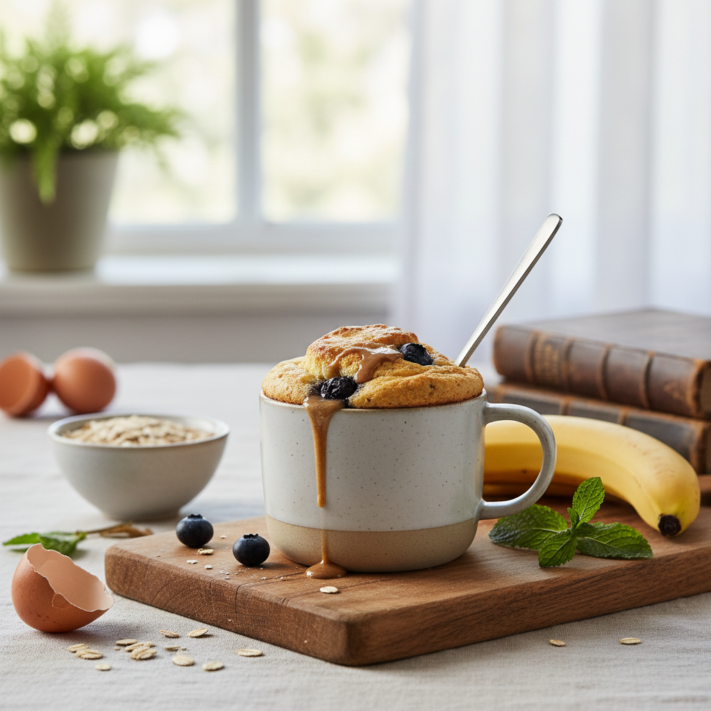 Ilustração editorial: Protein Mug Cake No Protein Powder: 5-Minute Low-Carb Treat