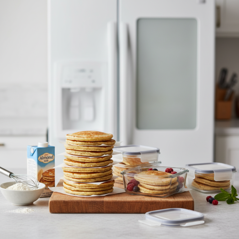 Ilustração editorial: Protein Pancake Meal Prep: 15-Minute Freezer Stack Guide