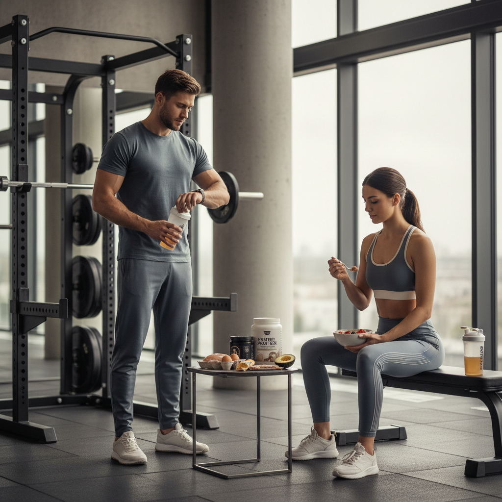 Ilustração editorial: Protein Timing Pre Post Workout: 3 Rules for Faster Gains