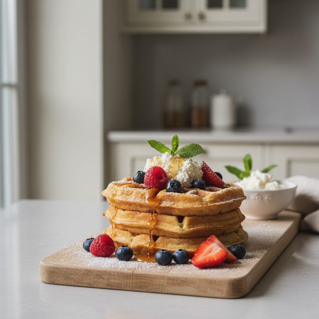 Ilustração editorial: Protein Waffles Cottage Cheese: The 12-Minute Low-Carb Method
