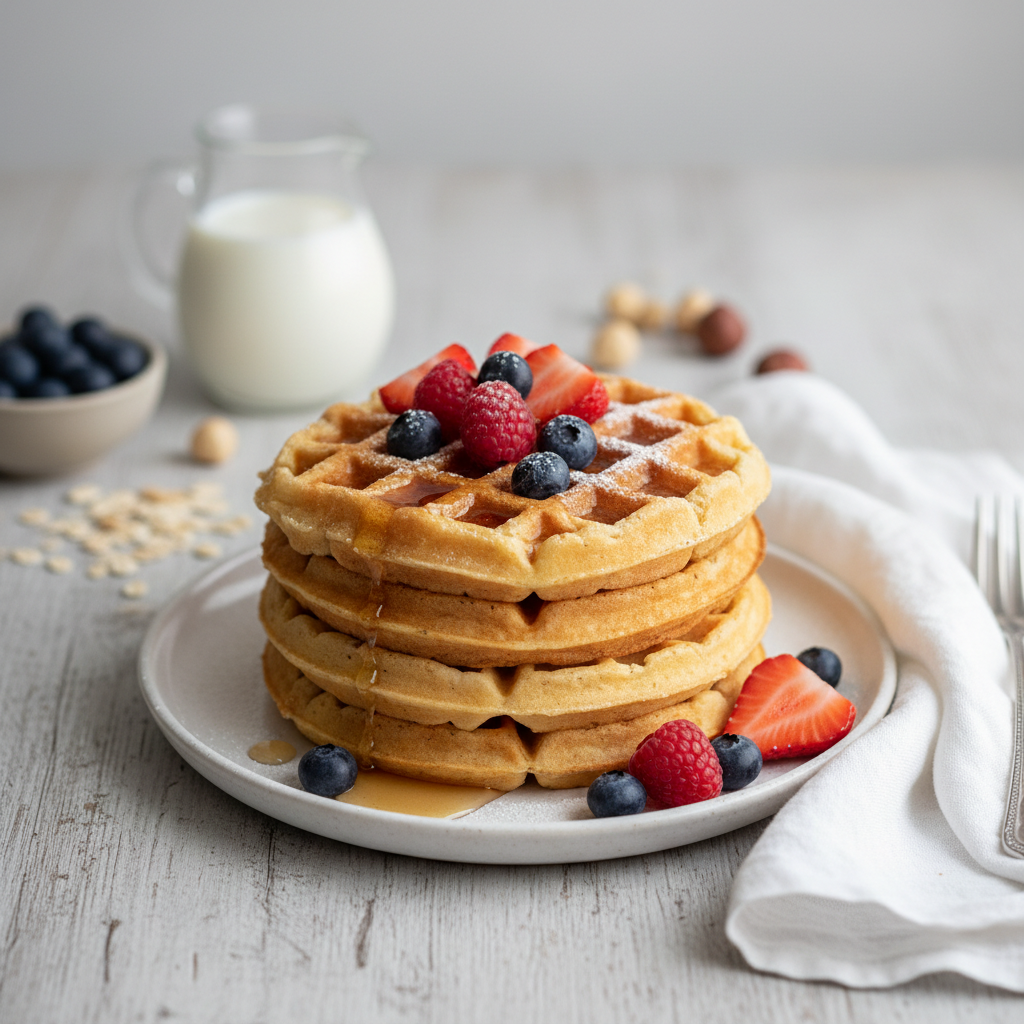 Ilustração editorial: Protein Waffles No Protein Powder: 15g Macros in 12 Minutes