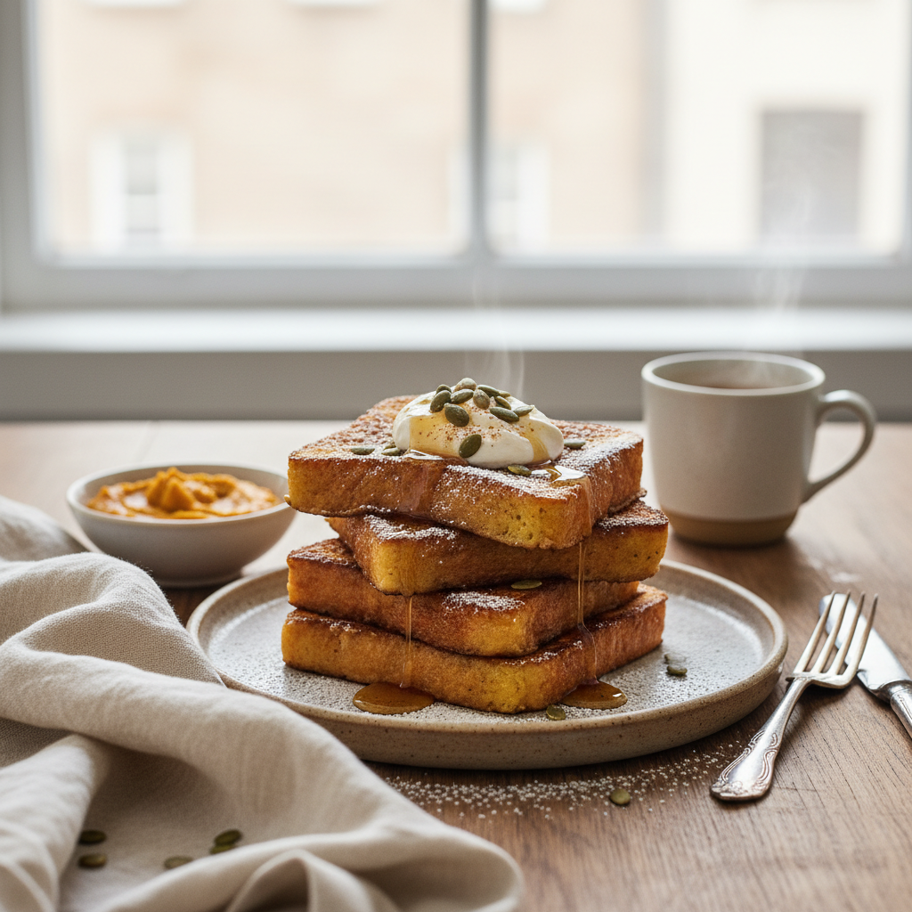 Ilustração editorial: Pumpkin French Toast: 3 Steps for Low-Carb Air Fryer Success