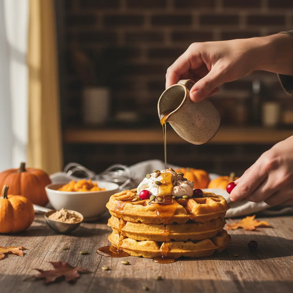 Pumpkin Protein Waffles: 12-Minute Low-Carb Fall Breakfast — detail