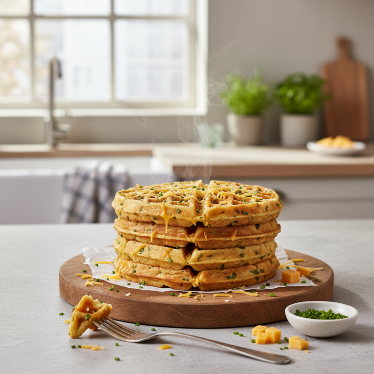 Ilustração editorial: Savory Protein Waffles: 12-Minute Air Fryer Success