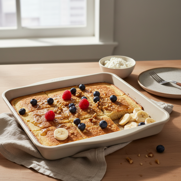 Ilustração editorial: Sheet Pan Cottage Cheese Pancakes: 12-Minute Low-Carb Hack